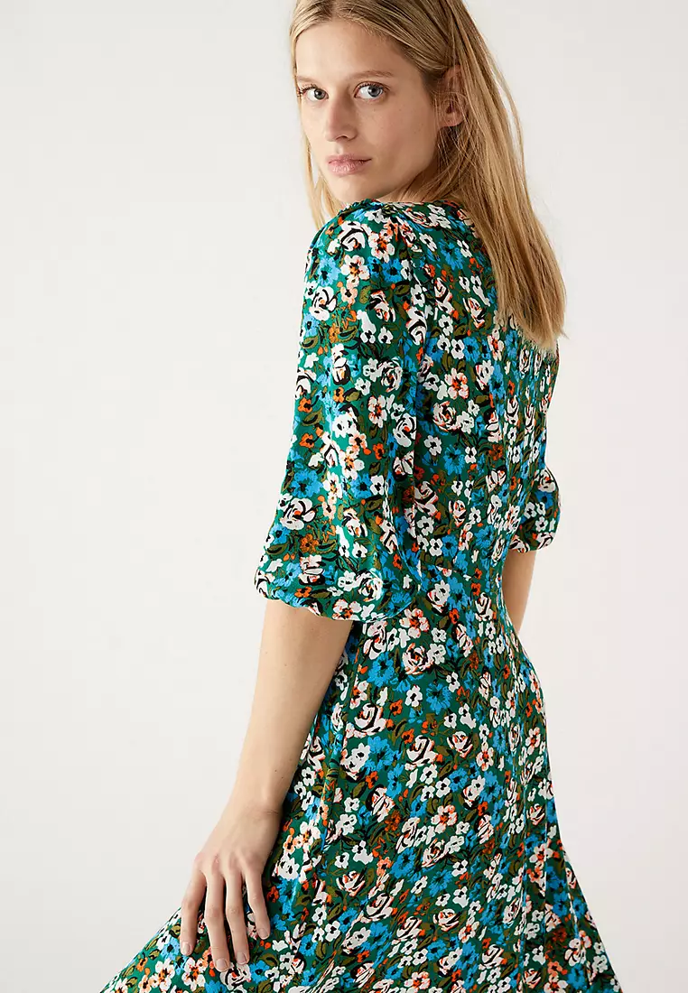 Jual Marks Spencer Floral Round Neck Midaxi Tea Dress Original