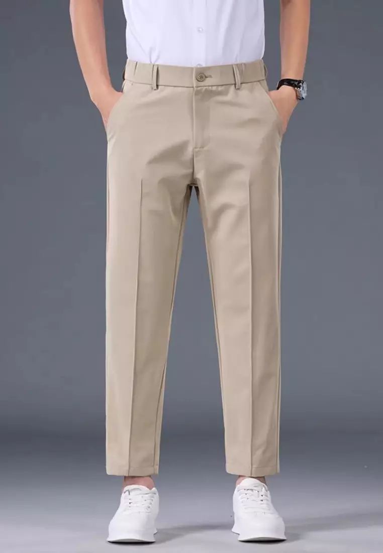 Men's Elasticated Waist Ankle Suit Pants