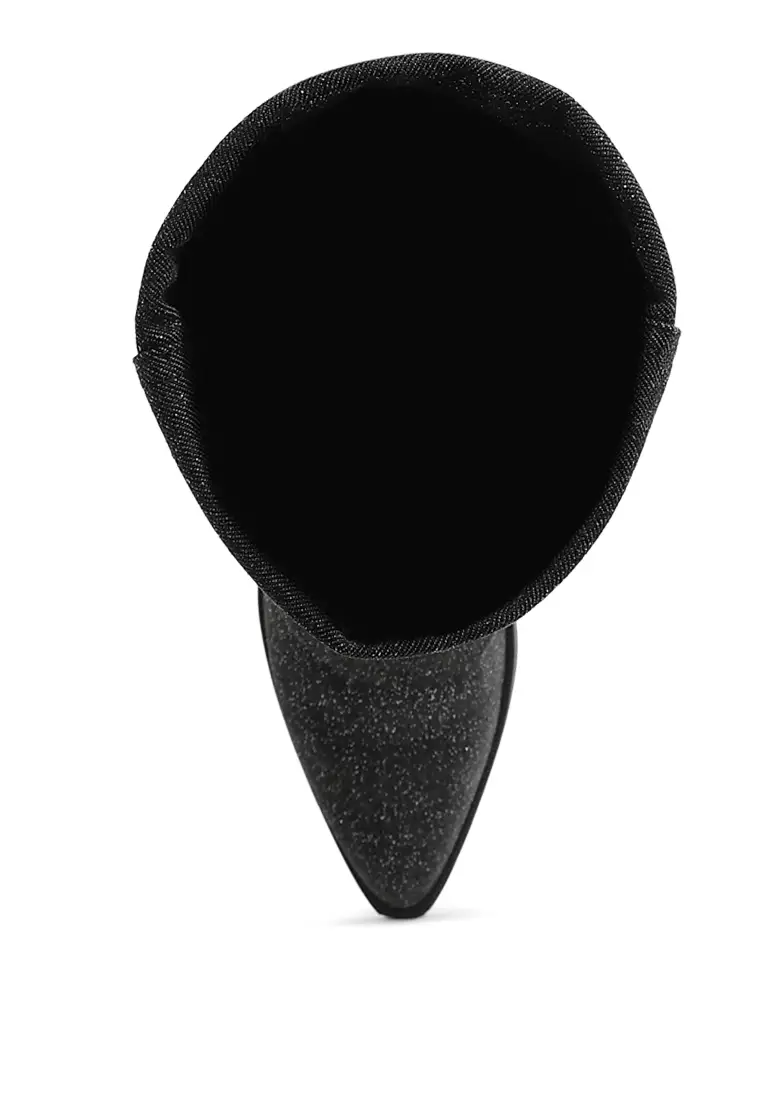 Fold-Over Slouchy Denim Boot in Black