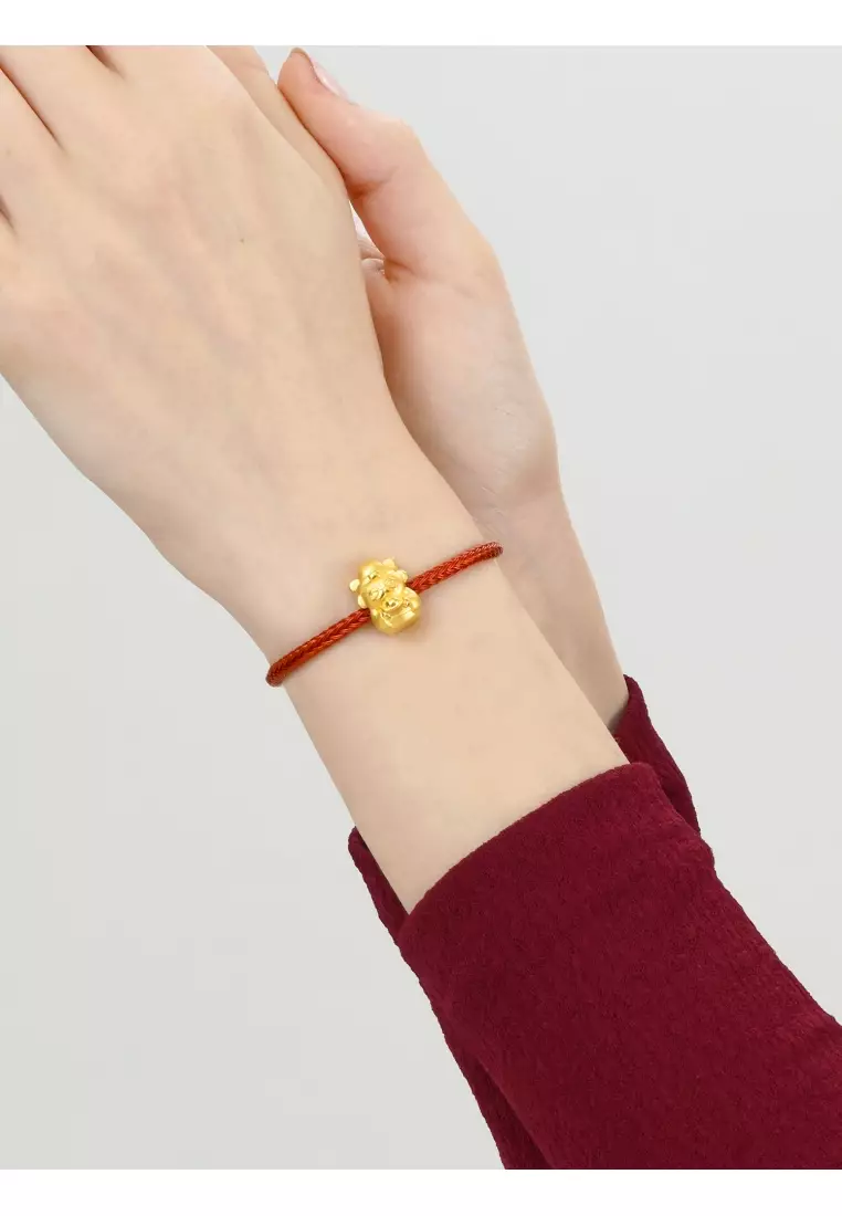 999 24K Solid Gold God of Wealth Happiness Charm 89999C (Bracelet not included)