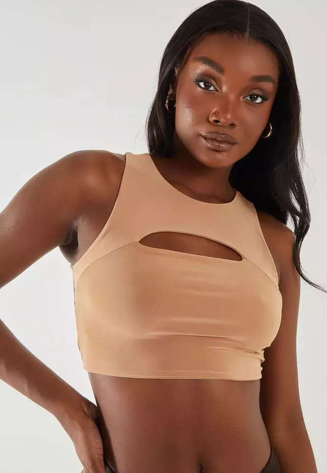 Pink Vanilla Camel Letterbox Crop Top