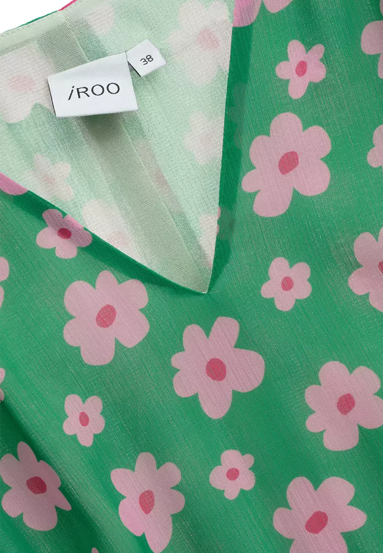 Buy iROO VNeck Floral Print Ruffle Dress 2024 Online ZALORA Philippines