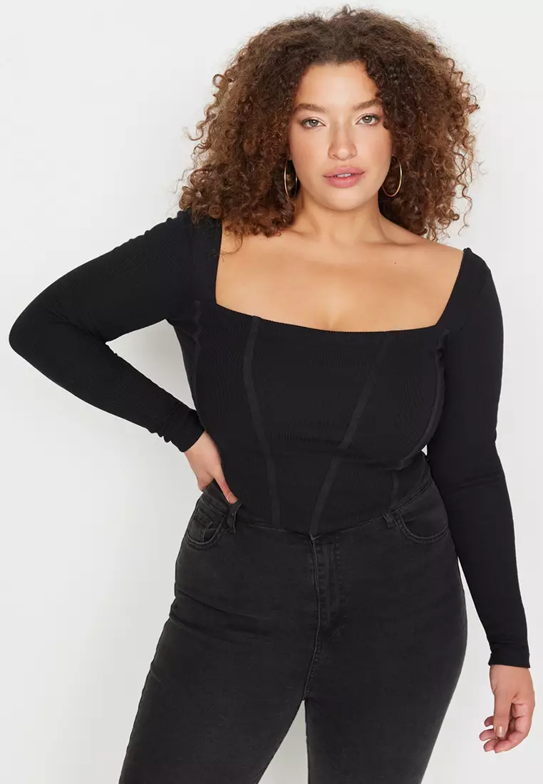 Plus Size Crop Knit Top