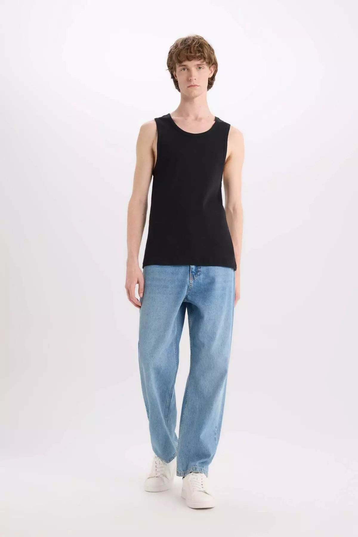 100% Cotton Fit Slim Fit Crew Neck Rib Tank Top E0446Ax25Sm