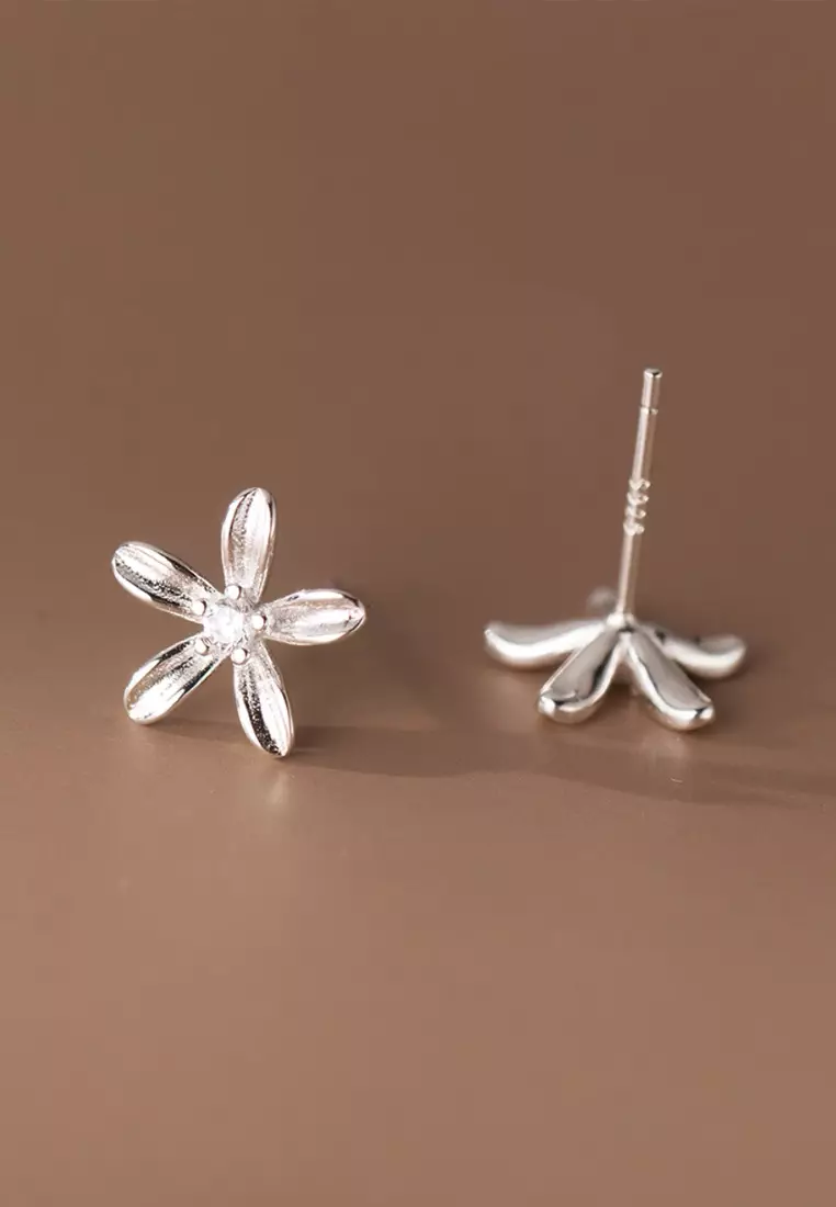 925 Silver Zircon Floral Earrings JW AR-M03711