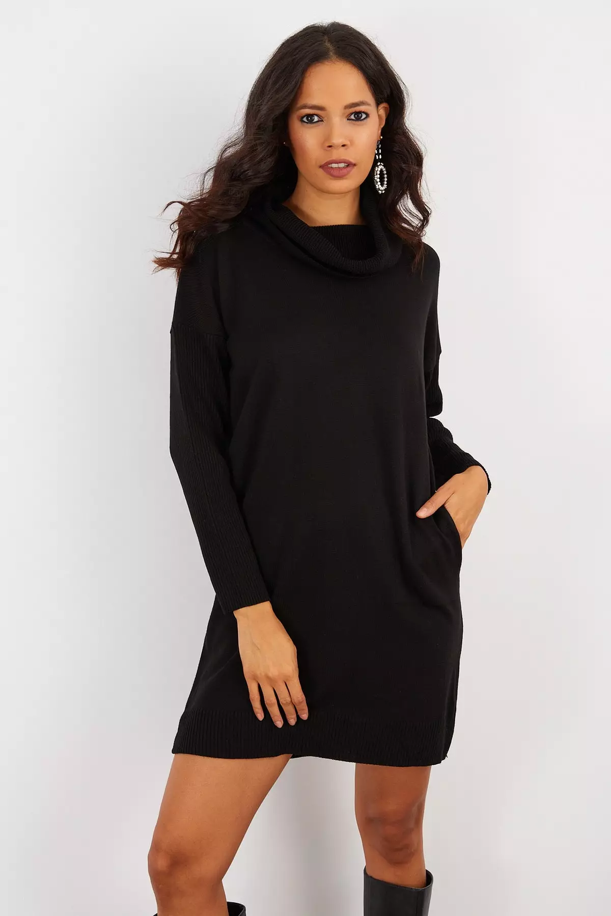 Turtleneck Sleeveless Sexy Mini Dress For Women Fashion Irregular Ruched Tank Dress
