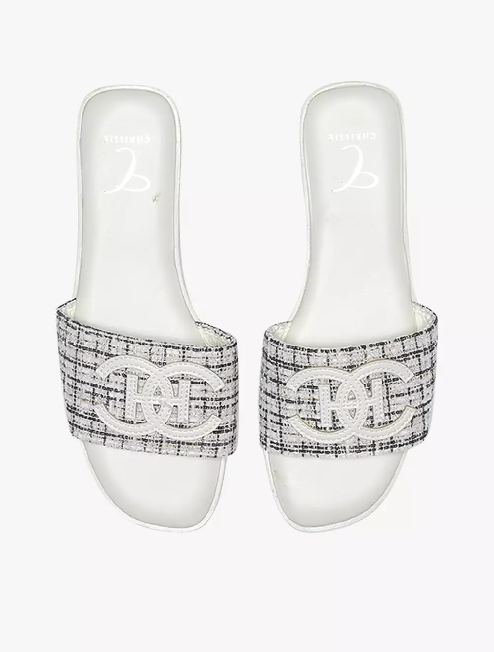 Payless Chrissie Womens Zuri Flat Sandals - White/Black_05