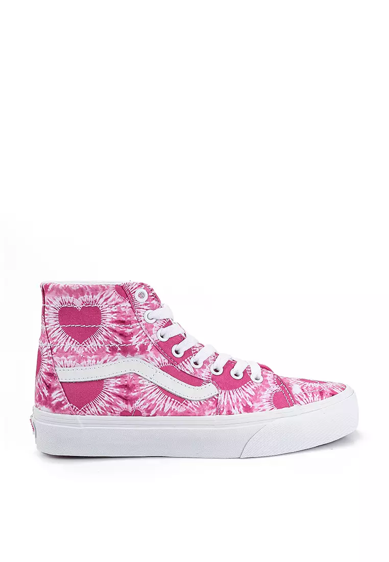 Black vans deals pink hearts