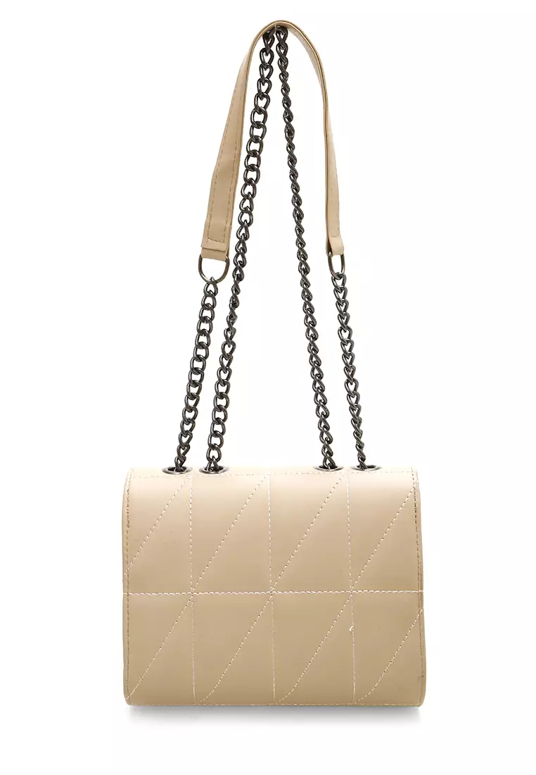 Sherina Tas Selempang Wanita Remaja Rantai Premium Polos - Latte