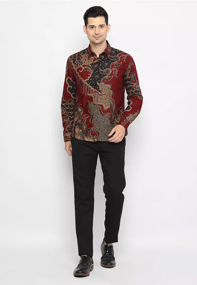 Kemeja Batik Pria Ganesha - Maroon