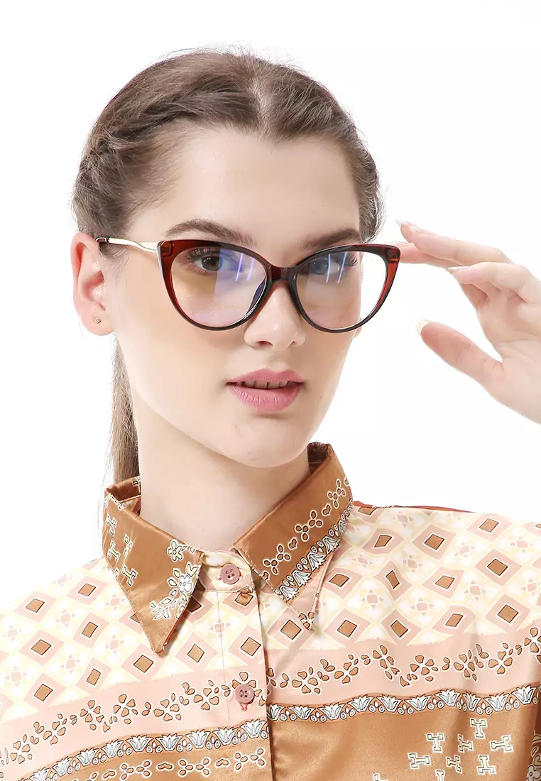 Kiano Kacamata Wanita Anti Radiasi Glasess Frame Material Plastic ORIGINAL - Brown