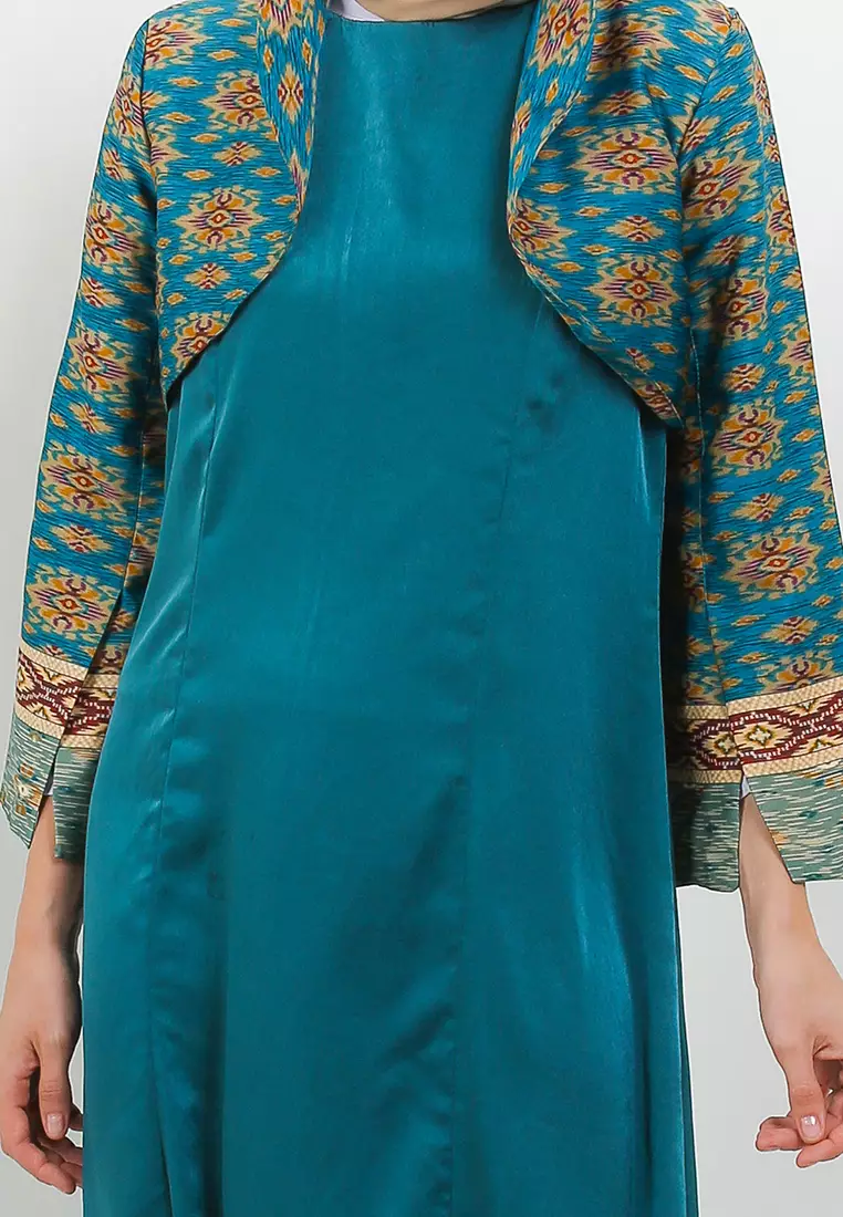 Siona Maxi Dress With Jacket In Green