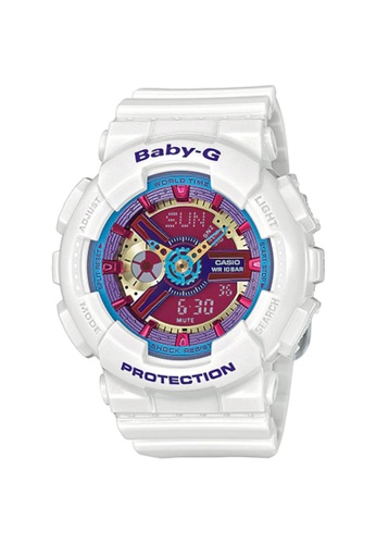 Baby-G white Casio Baby-G Women's Analog Watch Layered 3D Metallic Face Womens White Resin Strap Watch BA-112-7A 7EF8AAC88AB009GS_1