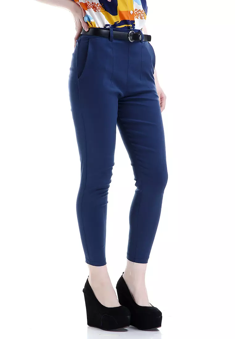 Hazel Celana Chino Wanita Bawahan Kasual Baggy Pants Woman - Navy