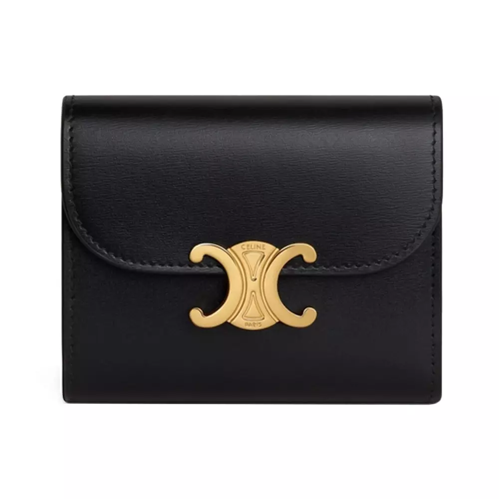 Small Wallet Triomphe in Shiny Smooth Lambskin Black