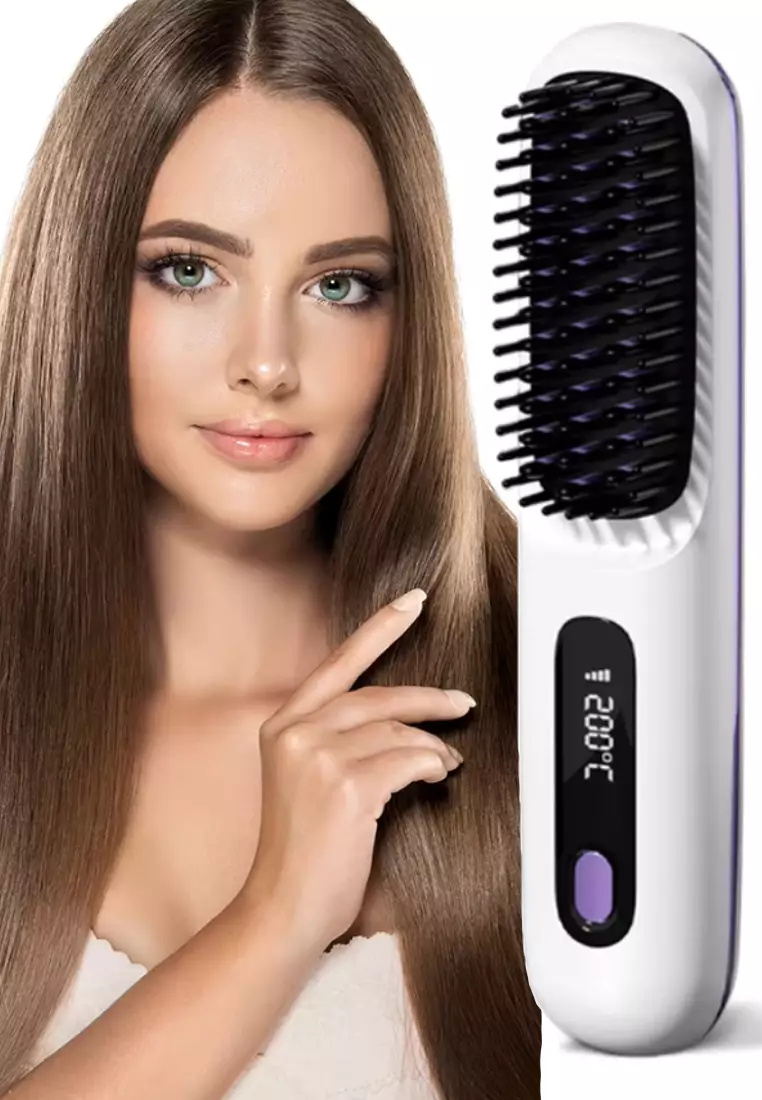 Special Value Deal : 100% Pure Argan Oil 50ml + 1 Cordless Hair Straightening Brush (USB Charging)