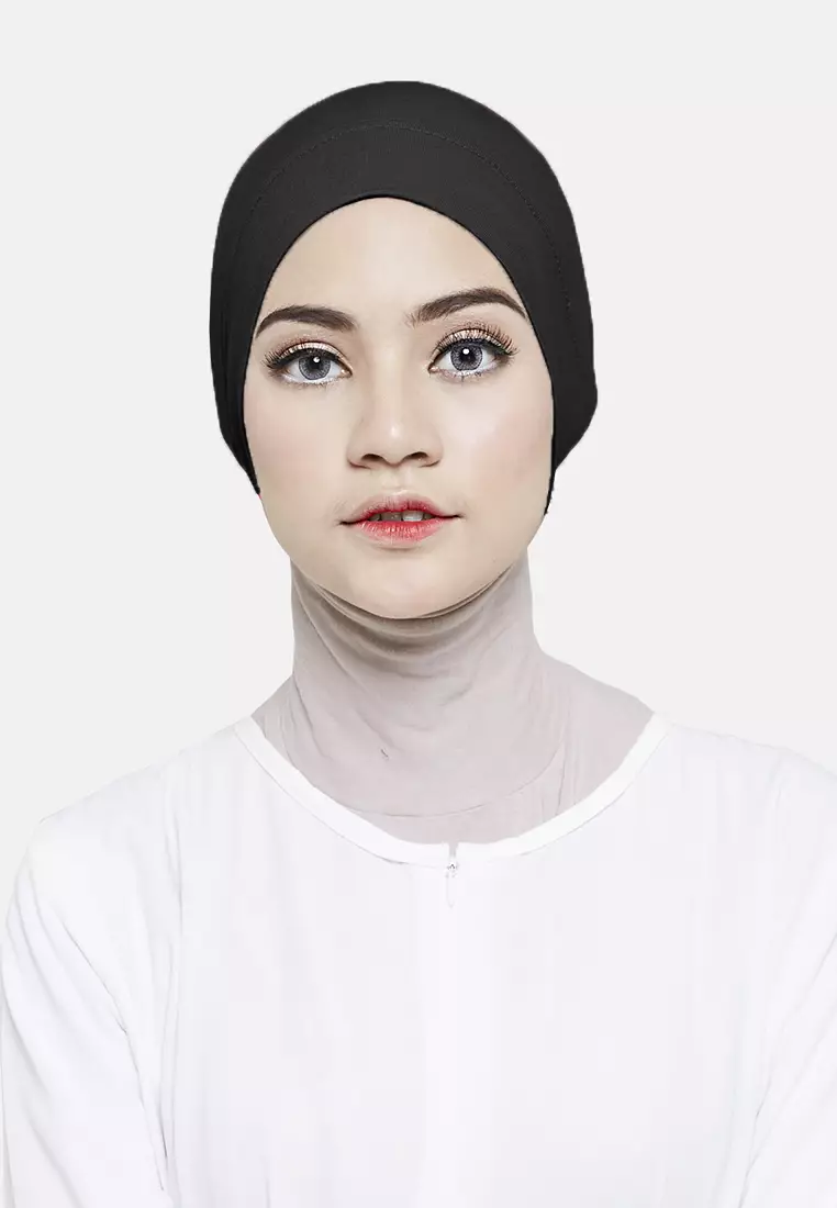 Cotton Bee - Inner Rayon Basic | Ciput Hijab Karet | Dalaman Kerudung - Black