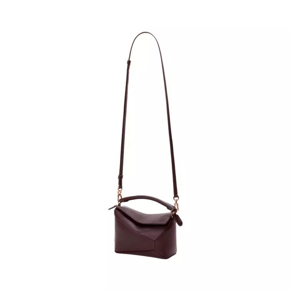 Mini Puzzle Edge Bag In Soft Grained Calfskin Dark Chesnut Ghw
