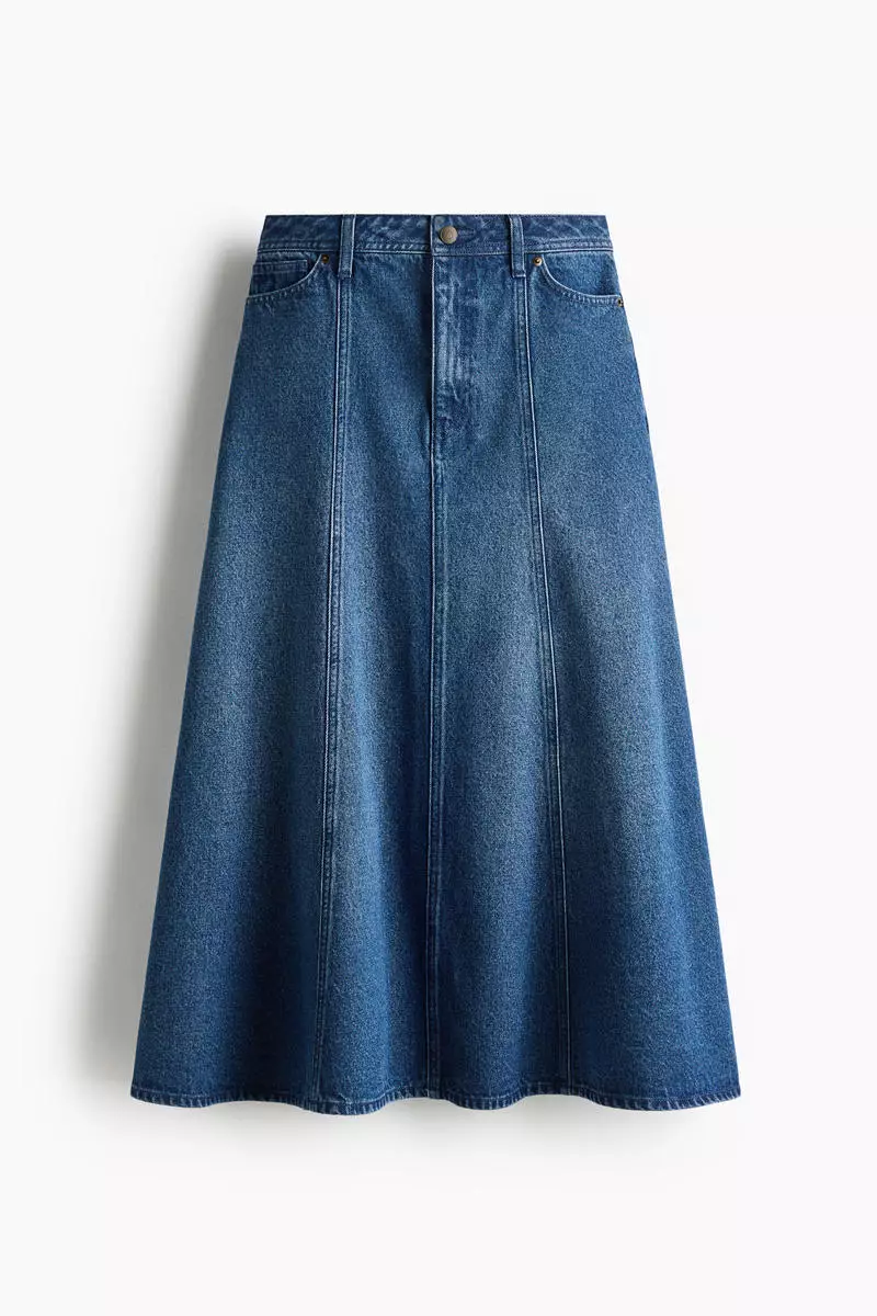 Flared twill skirt