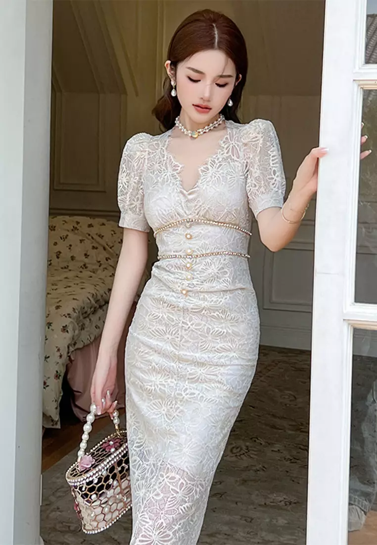 Zalora white lace dress on sale