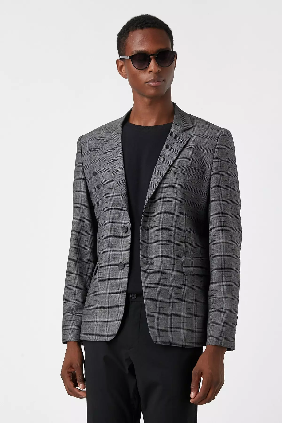 KOTON Gray Plaid Jacket ZALORA