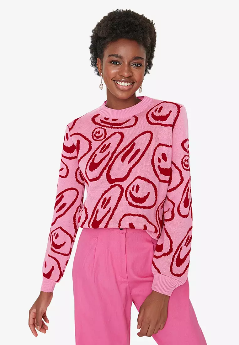 Pink smiley jumper asos clearance