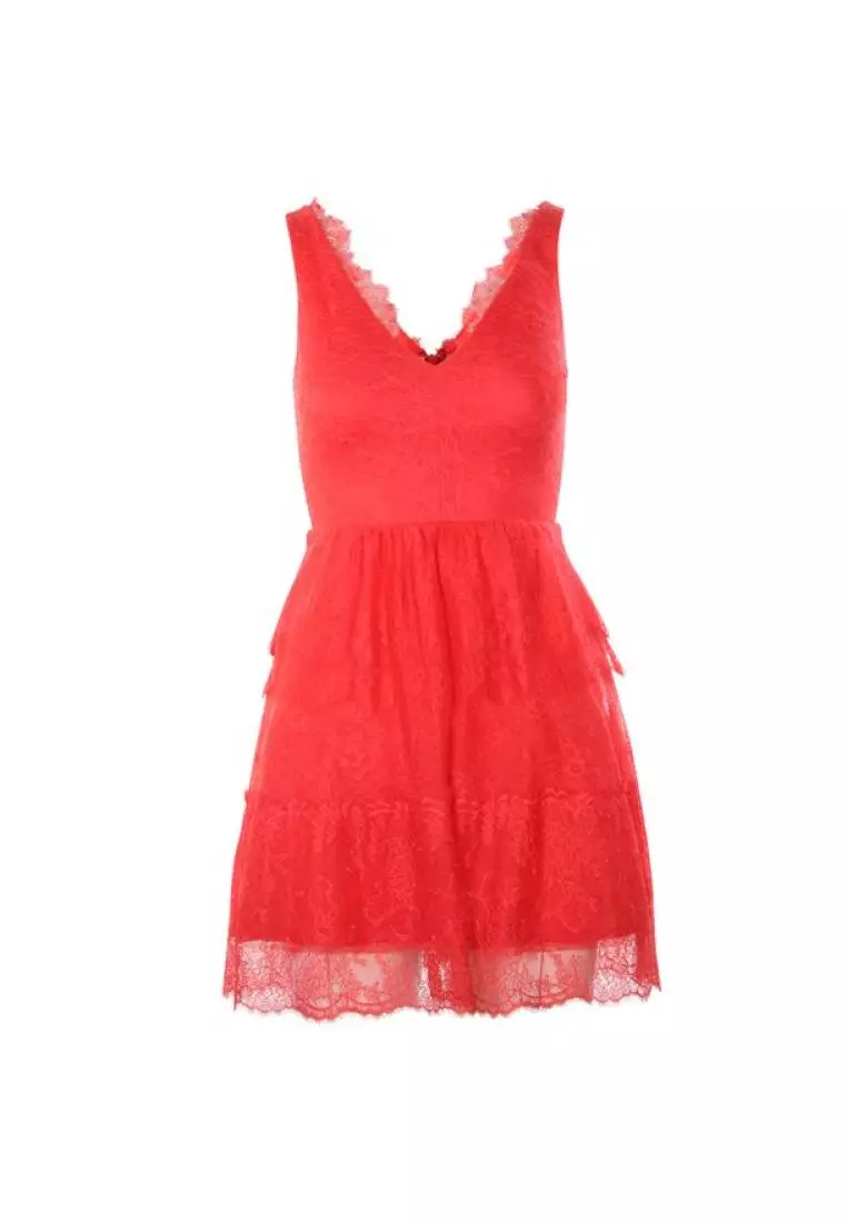 Red lace new arrivals dress online