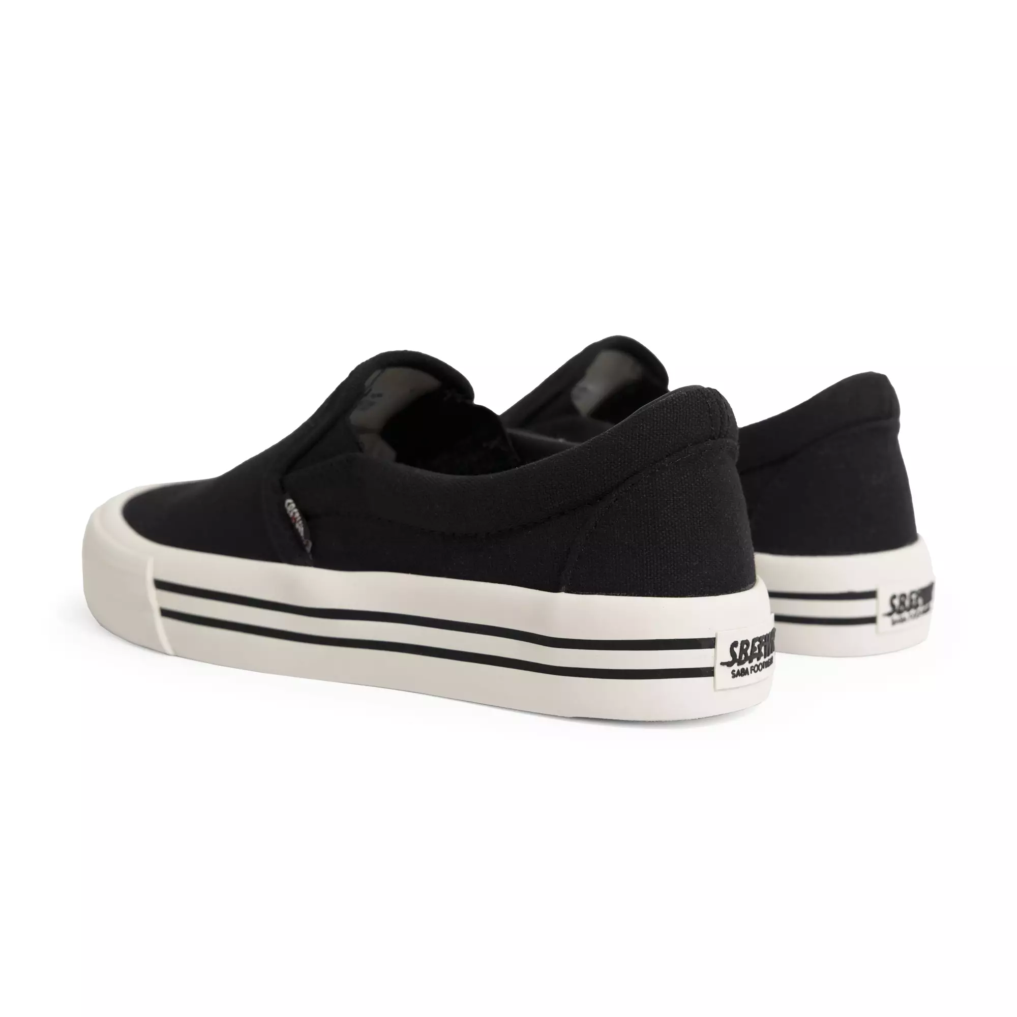 SABA Vintage Slip On All Black White LX - Sepatu Sneakers Casual Pria Wanita