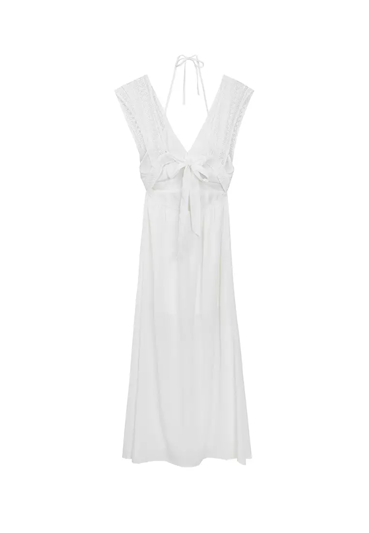 Open Back Padded Lace Maxi Dress