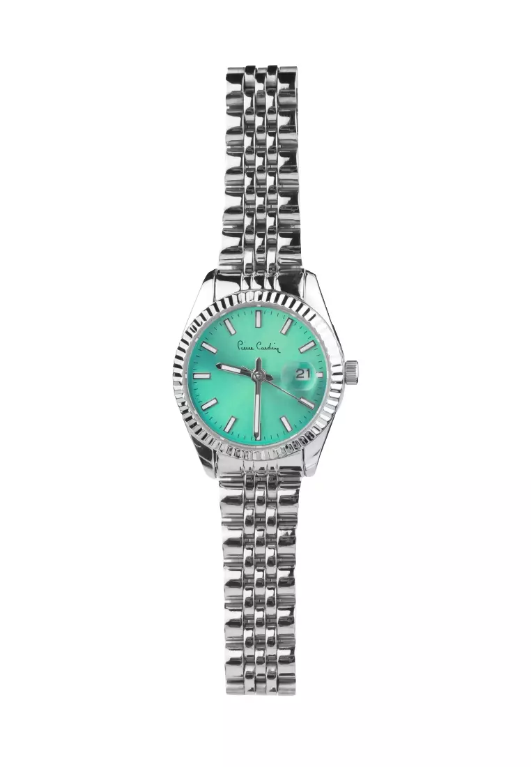 Roli Stainless Steel Date Watch With Fluted Bezel In Tiffany Blue