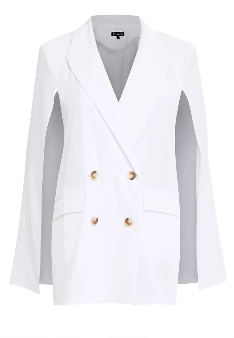 White cape discount blazer plus size
