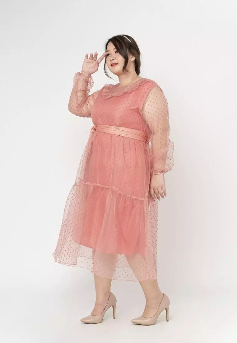 Plus Size Dress Valencia Coral Pink