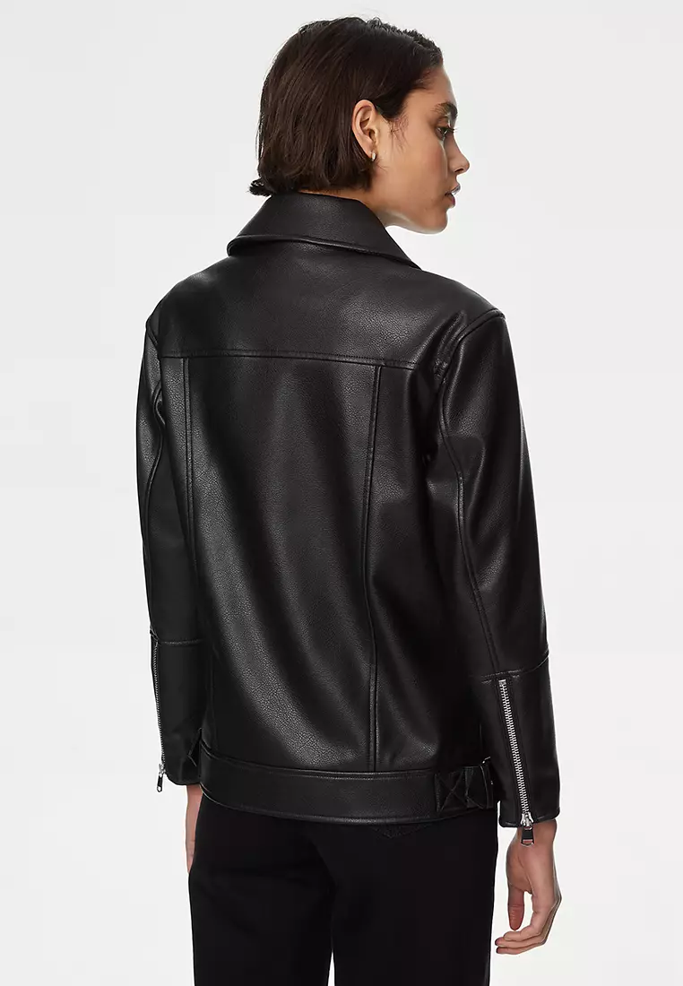 Faux Leather Girlfriend Biker Jacket