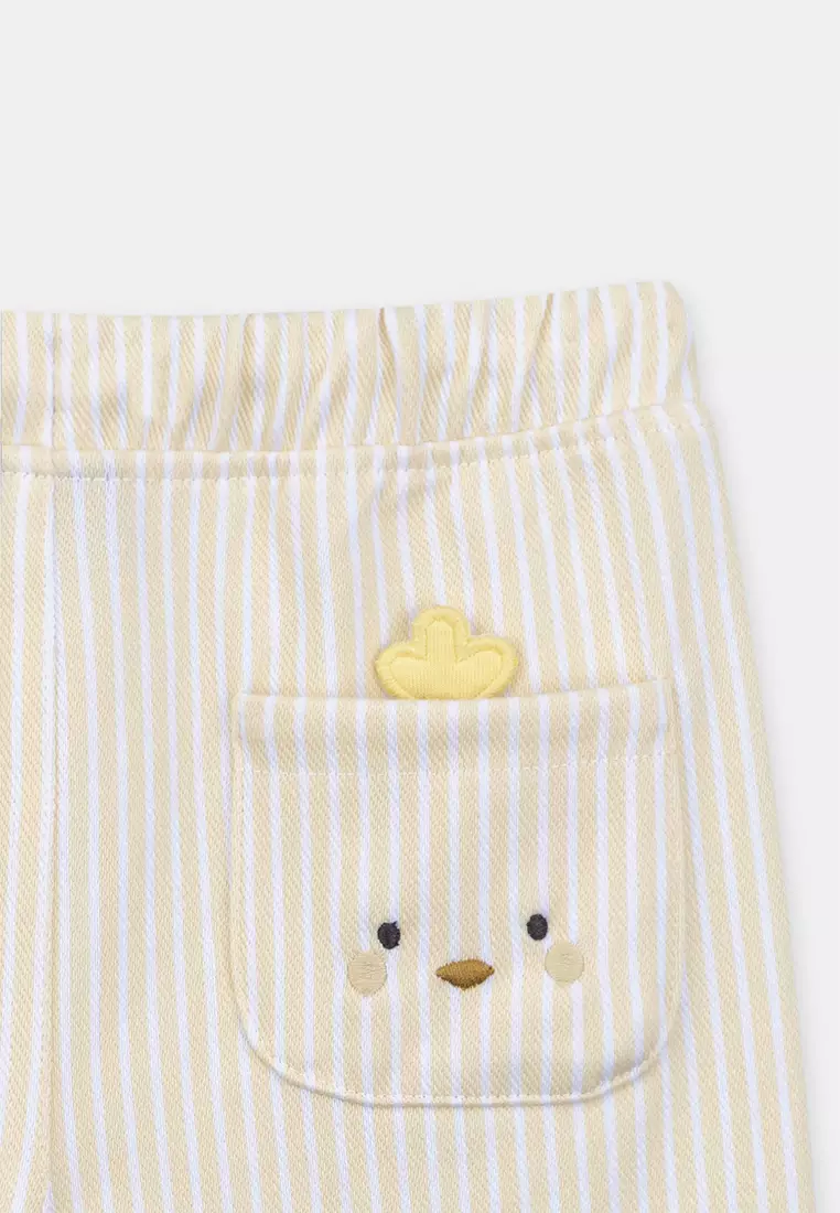 Buttery Yellow And White Striped Pants