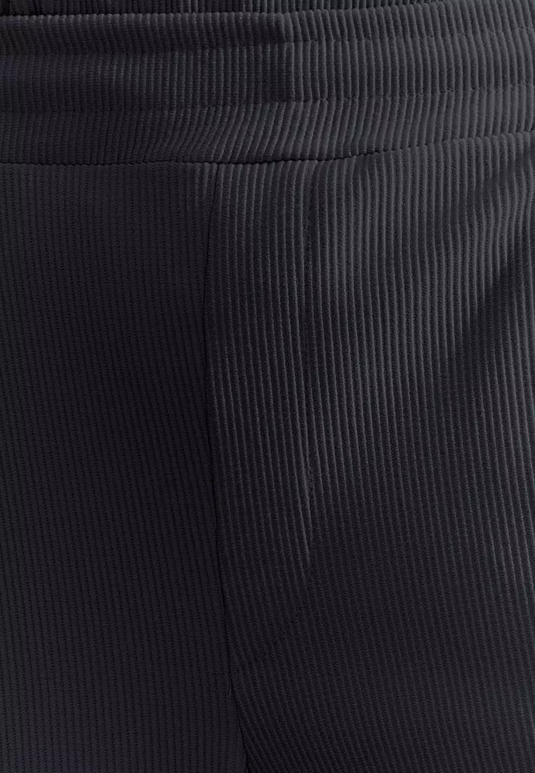 Limited Edition Smoke Oversize/Wide Textured Wrinkle-Free Ottoman Polo Neck T-Shirt TMNSS23PO00020