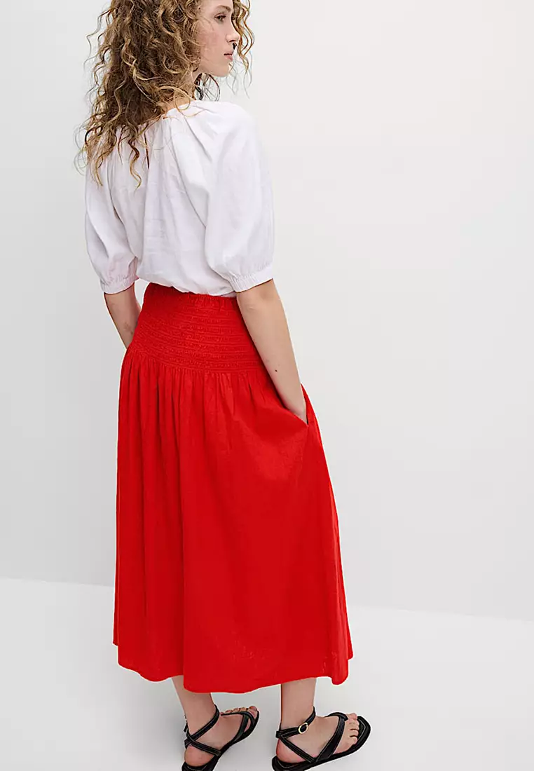 Linen Rich Maxi A-Line Skirt