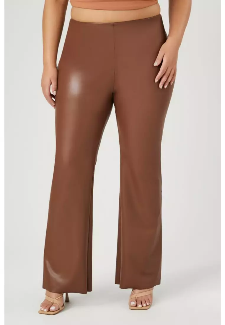 Buy FOREVER 21 Plus Size Faux Leather Flare Pants 2024 Online
