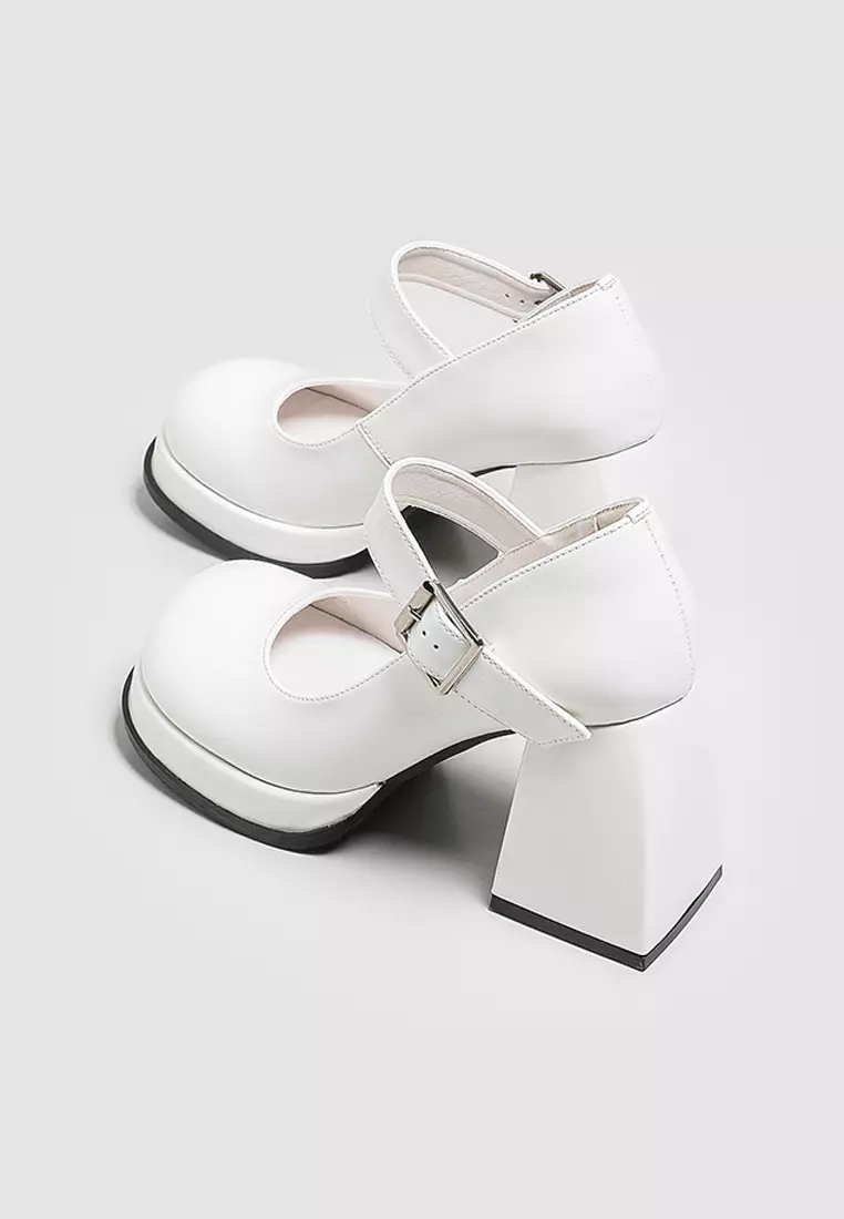 9CM Round Toe Leather Mary Jane Shoes MZ3560