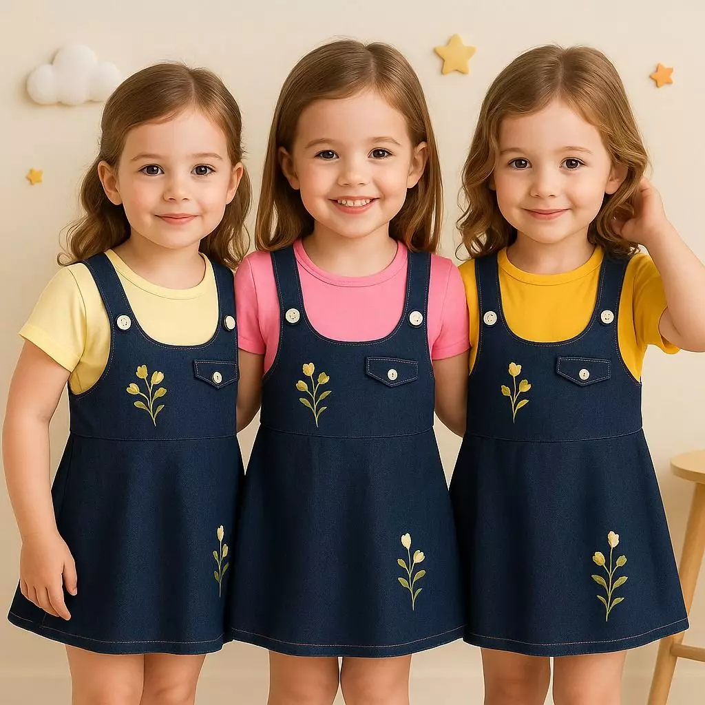 Two Mix - Jolie Dress Baju Anak Perempuan Jeans Bunga Lucu Usia 1-8 Tahun 4439