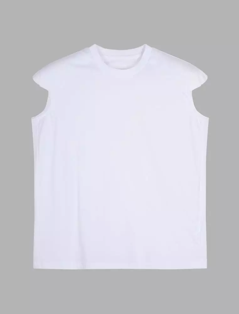 Cotton pleated short-sleeved T-shirt