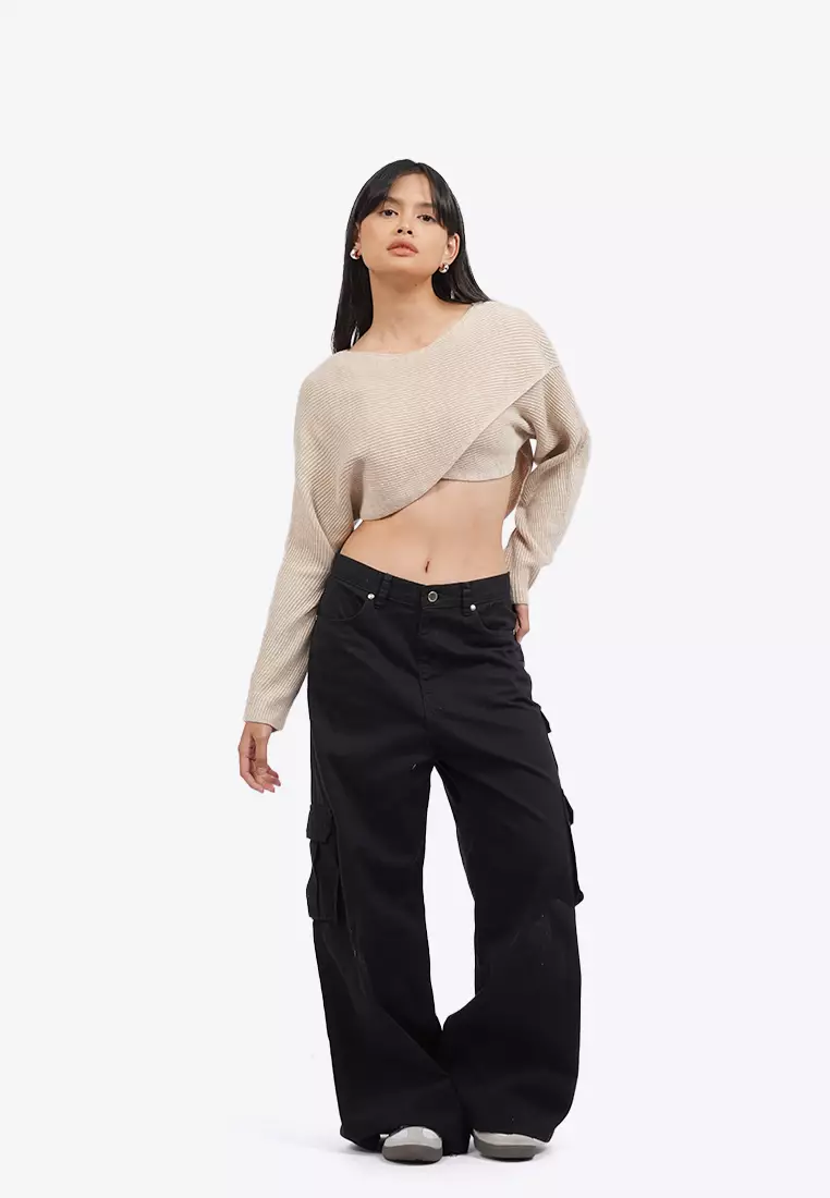 Overlap Long Sleeve Knit Top