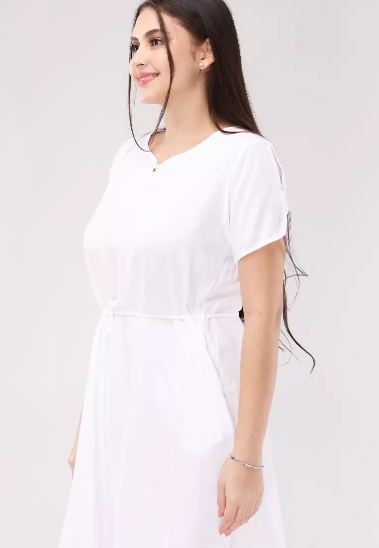 Textured Woven Short Sleeves Dress