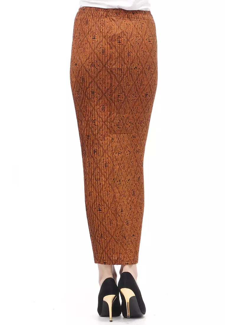Rok Plisket Motif Batik Bawahan Wanita Design Casual - Sidomukti