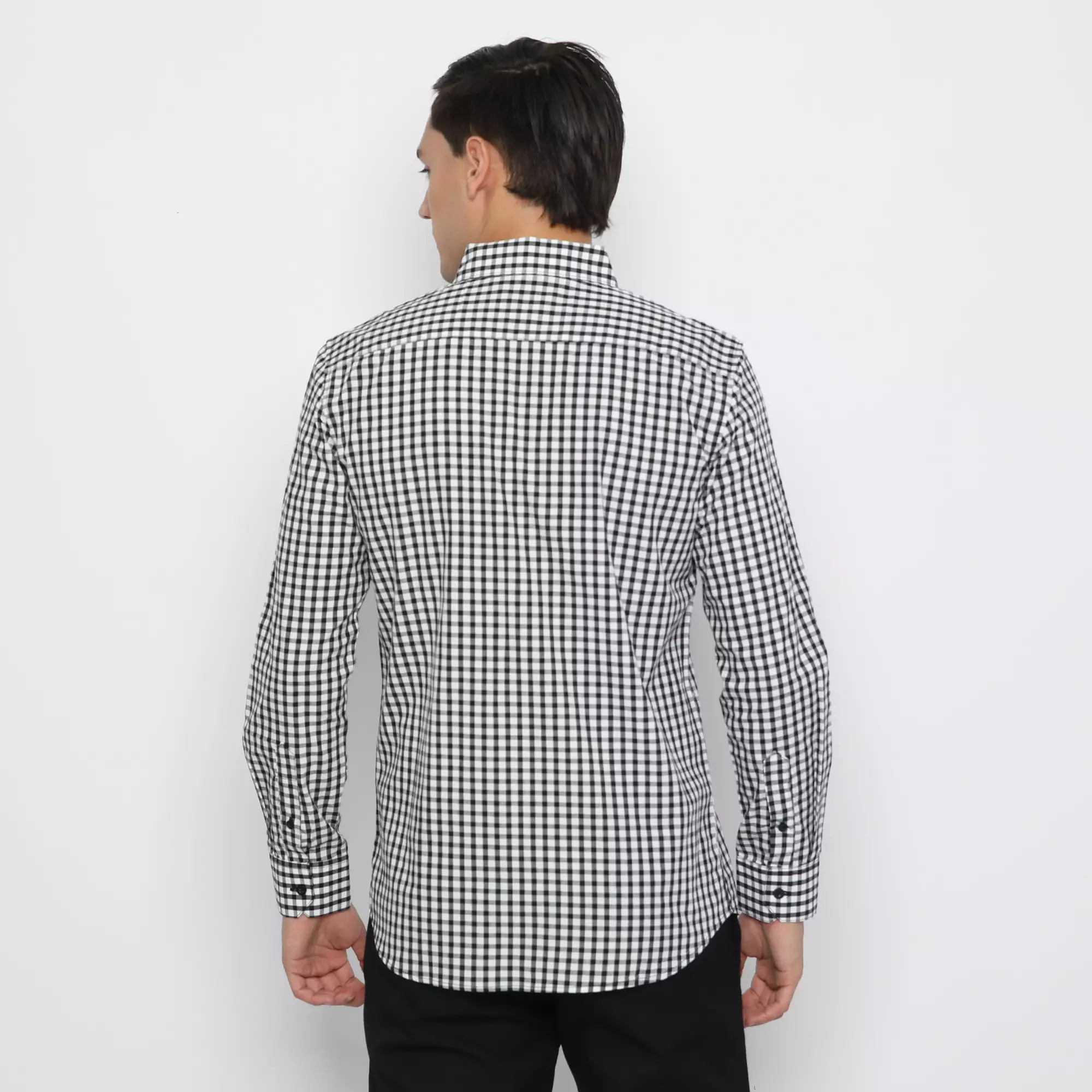 Platini Kemeja Kotak Pria Lengan Panjang Katun Yarndyed Dobby 76297 Hitam