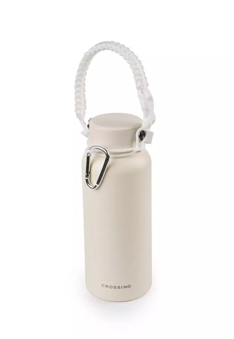Crossing Paracord Bottle Carrier Strap with Carabiner - White
