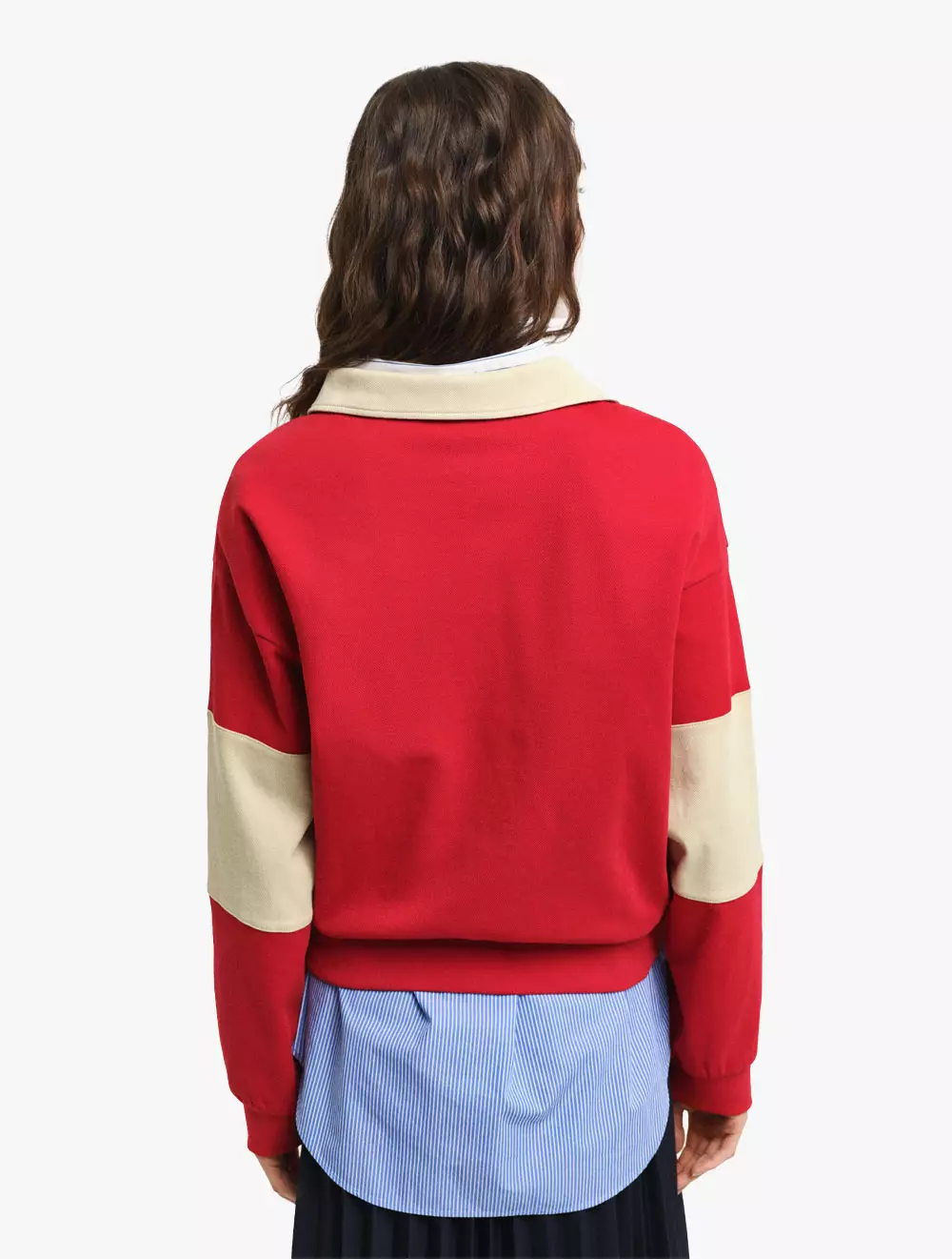 Gant - Pakaian Wanita - Pique Texture Color Block Rugger - Ruby Red
