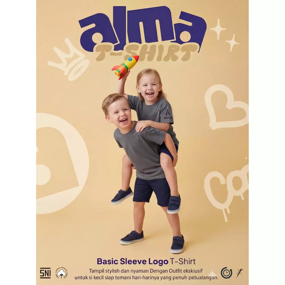 Alma Kids & Baby Sleeve Logo Tee Grey