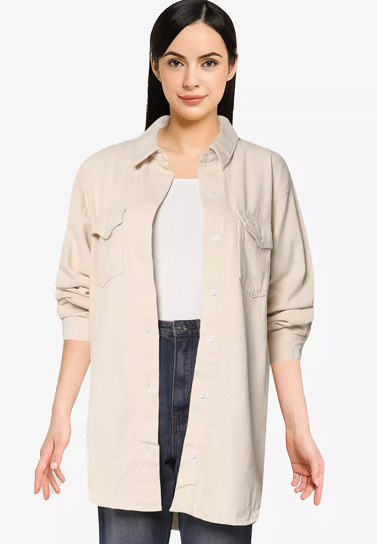 Missguided super oversized deals boyfriend shirt in sand