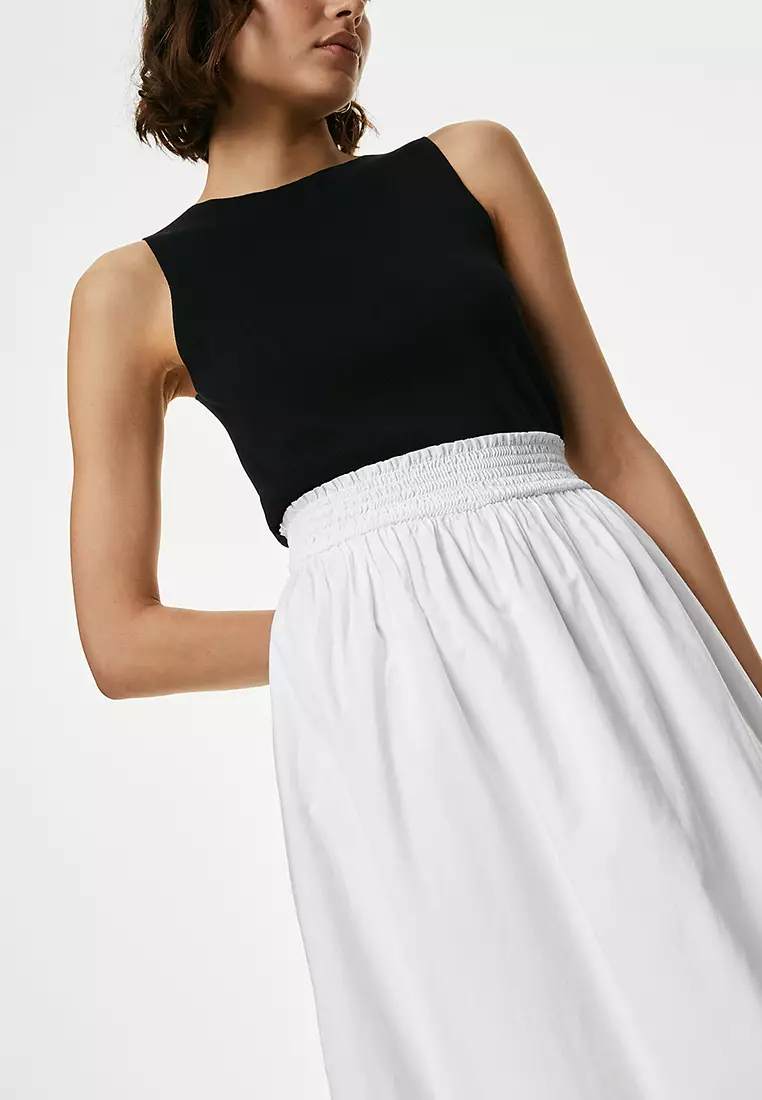 Pure Cotton Broderie Midi Skirt