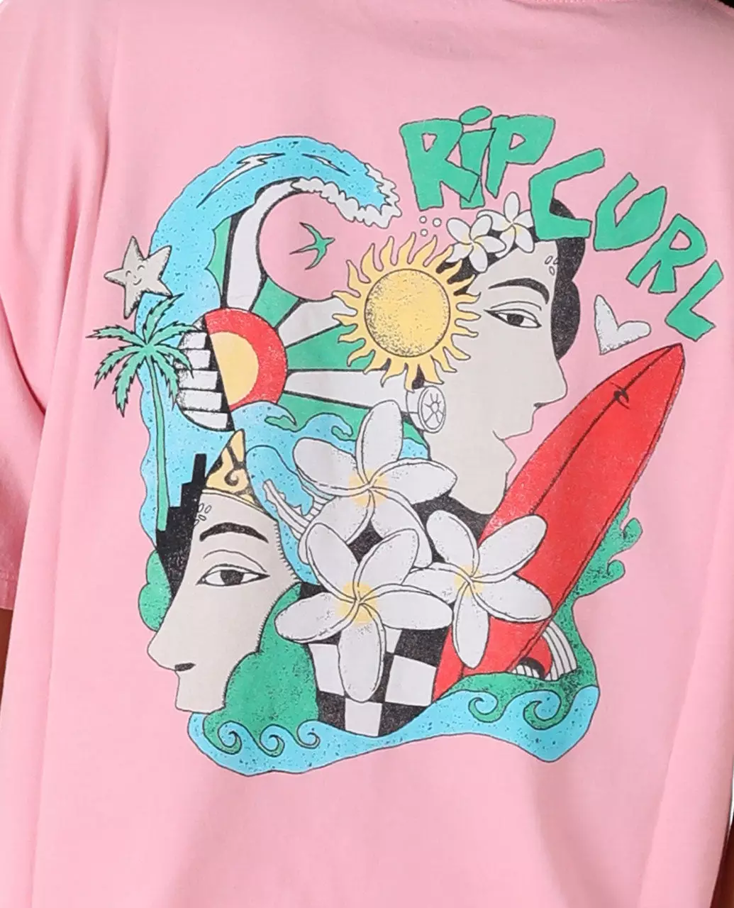 Rip Curl Women Bali Putu Surya Two Faces Tee - Pink